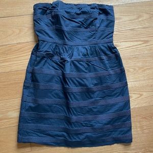 J Crew charcoal striped strapless dress